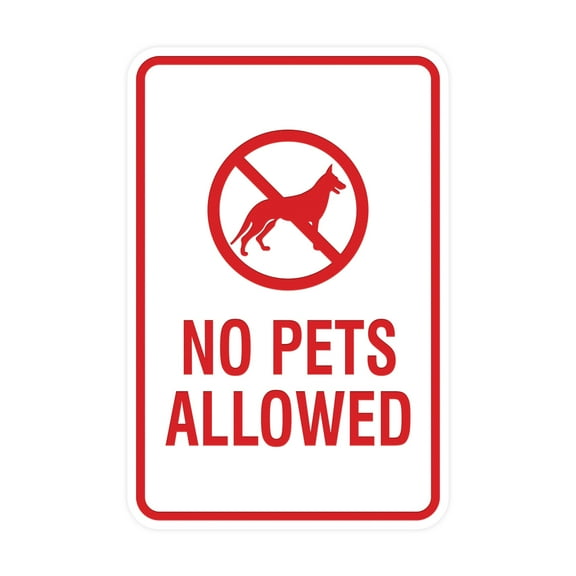 Signs ByLita Classic Framed No Pets Allowed Sign (White/Red) - Large
