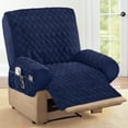 thumbnail image 2 of Collections Etc Diamond Quilted Stretch Recliner Cover with Storage Navy Recliner, 2 of 2