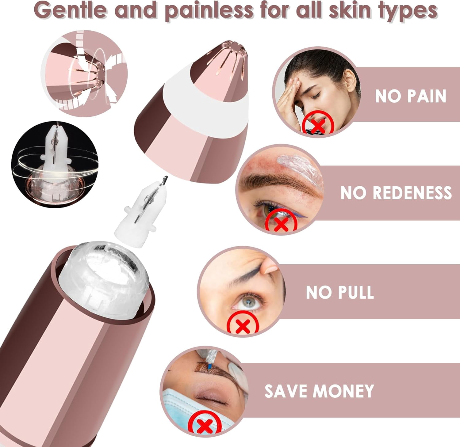 Eyebrow Trimmer for Women,Electric Eyebrow Hair Remover, Painless Brow Razor Shaper with LED Light, USB Rechargeable, Eye Brow and Face Epilator for Ladies(White)