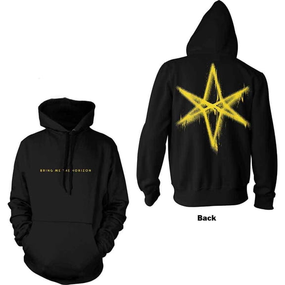 Bring Me The Horizon Unisex Pullover Hoodie Sweatshirt Spray Hex (Black) (Back Print) (XX-Large)