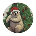 thumbnail image 4 of BANET Christmas Sloth Santa Claus Table Cloth Round Cartoon Animals Reusable Tablecloth Waterproof Outdoor Tablecloth Table Cover for Kitchen Party Picnic Dining Decor 54"-58, 4 of 8