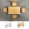 thumbnail image 4 of Juego de muebles en miniatura para casa de muñecas 1:12, mesa de comedor de madera, 4 sillas, accesorios para sala de estar, 5 unids/set Kearding  WJ4204-01B, 4 of 7
