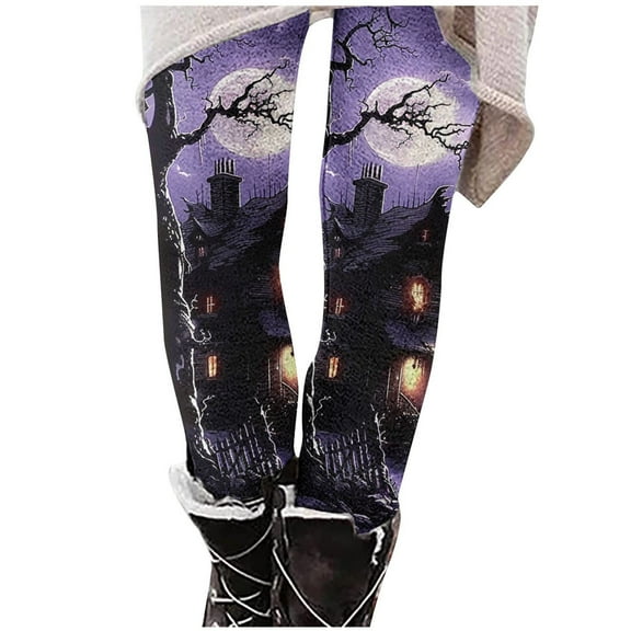 Mingw Witch Costume Leggings for Women Halloween Cosplay Outfit Skinny Stretchy Yoga Pants Fitness Athletic Trousers,Multicolor,XL