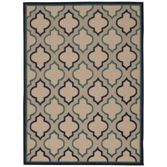 4’ x 6’ Navy Blue Trellis Indoor Outdoor Area Rug