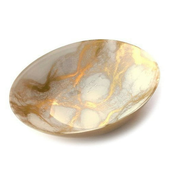Thassos Oval Serving Bowl White/Gold