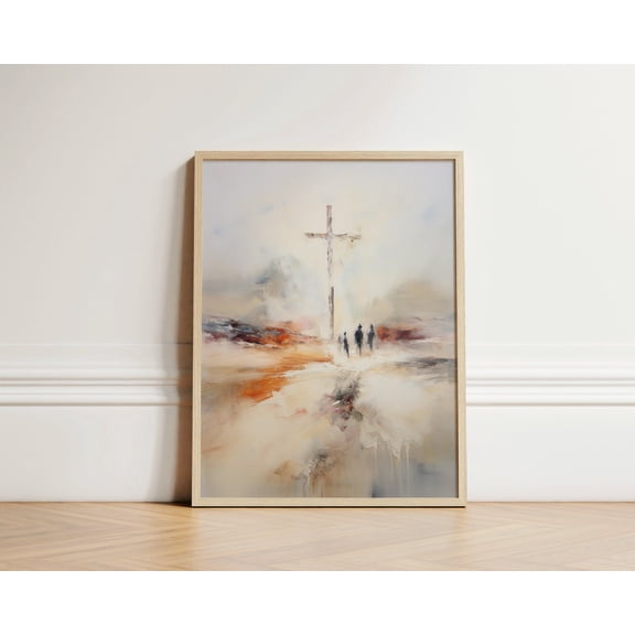Cross Art Abstract Christian Art Decor, Unframed Paper Poster 8x10in