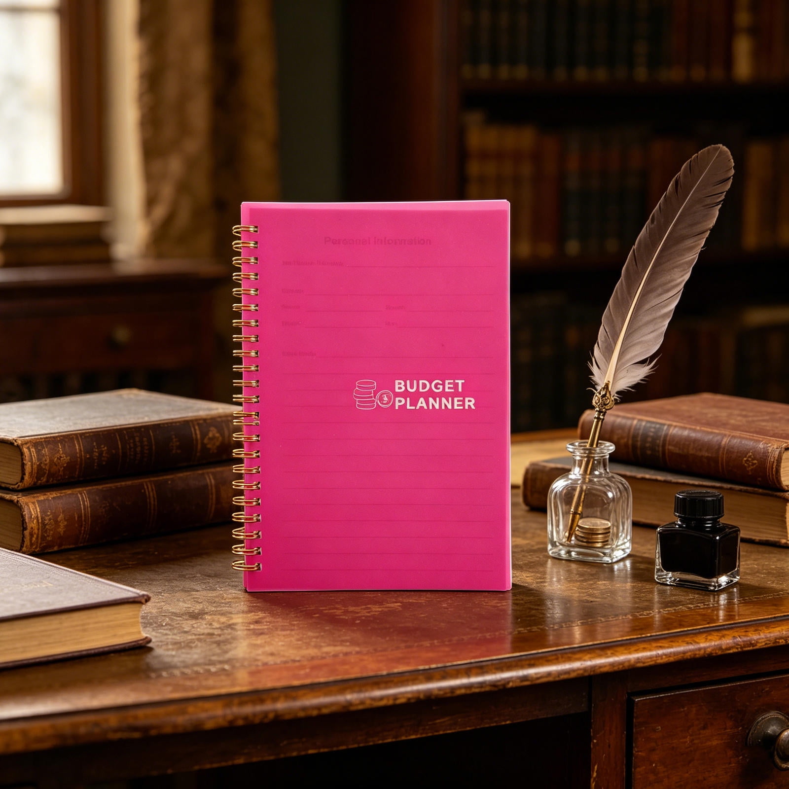 Yardwe Monthly Budget Planner Notepad in Rosy for Household Budgeting and Expense Management