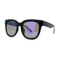 thumbnail image 2 of Womens Round Thick Horn Rim Color Mirror Boyfriend Sunglasses Black Blue Mirror, 2 of 4