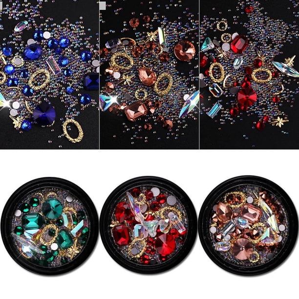 Adornos de diamantes para joyería de arte de uñas, diamantes en forma de punta inferior, diamantes de imitación transparentes AB, joyas de diamantes de cristal, mezcla de cuentas de elfo