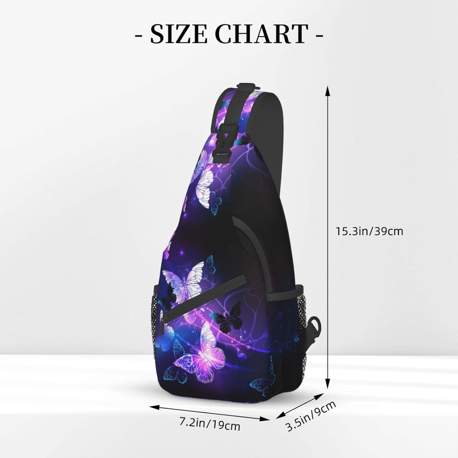 Purple Butterfly Glow In Dark Sling Bag Crossbody Hiking Travel Chest Bags Backpack Shoulder Daypack for Women Men