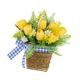 thumbnail image 4 of Cesta de colgilla de puertas de primavera flores colgantes colgantes con canasta decoraciones de primavera corona de planta de flores artificiales, 4 of 9