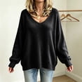thumbnail image 6 of Wenini 2026 Women's V Neck Loose Long Sleeve Knit Pullover Sweater Fall Trendy Casual Sweater Top, 6 of 7
