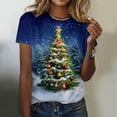thumbnail image 2 of Kedxroy Christmas Shirts for Women Funny Short Sleeve Xmas Tshirt Casual Cute Holiday Graphic Tee Tops(Dark Blue,L), 2 of 6