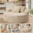 thumbnail image 4 of Ovios 58" Oversized Lounge Chair Round Cloud Deep Seat Accent Chair Plush Corduroy Boneless Sofa Chair for Living Room, Beige, 4 of 12