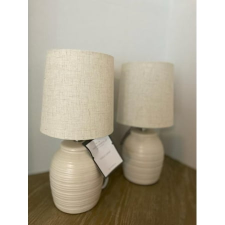 Set of 2 - Textural Ceramic Mini Jar Shaped Table Lamps