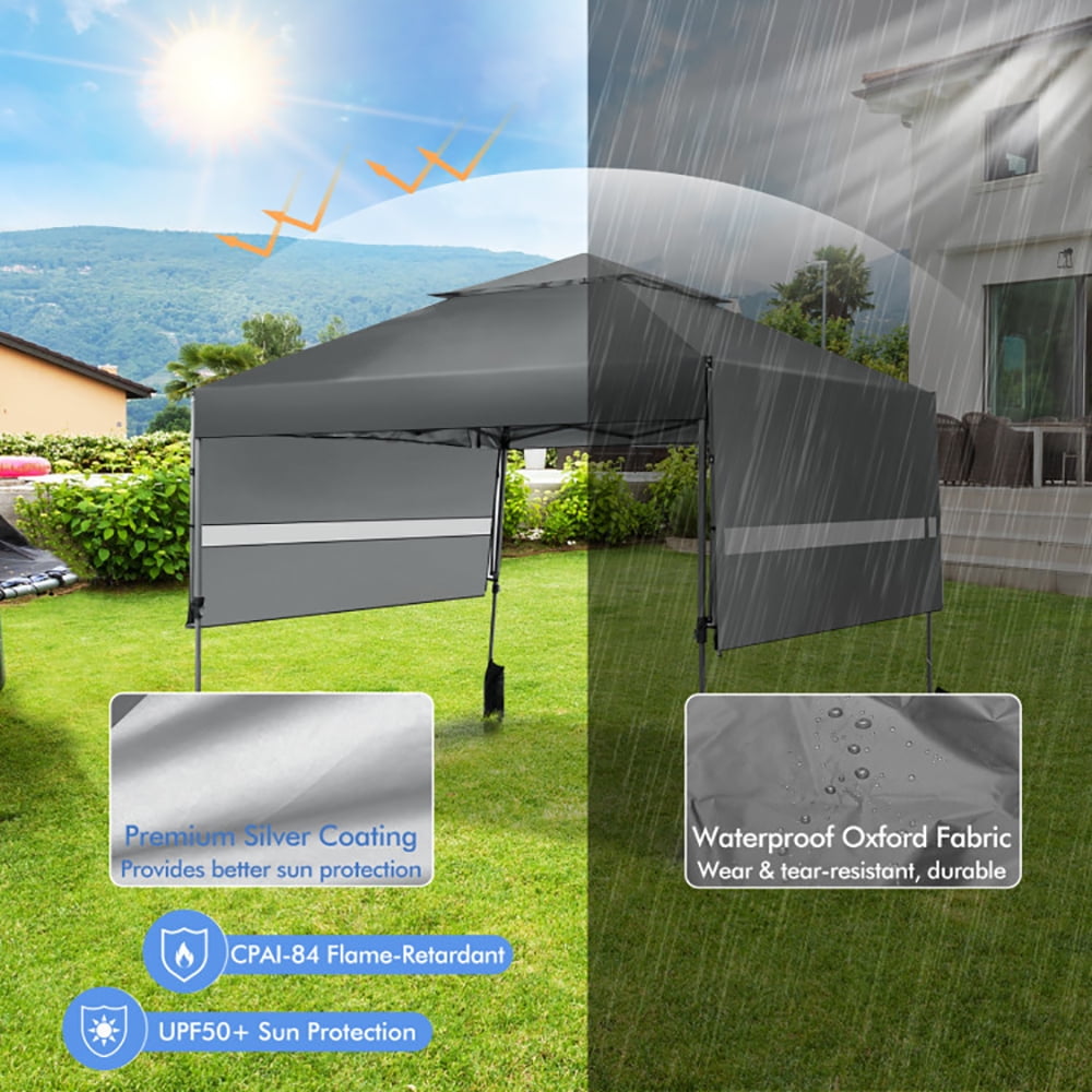 Aimee Lii 10 x 17.6 Feet Outdoor Instant Pop-up Canopy Tent with Dual Half Awnings, Backyard Canopy Gazebo for Party Camping BBQ Events, Gray