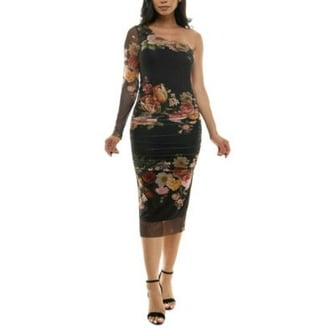 emerald sundae juniors' ruched asymmetric bodycon dress Emerald Sundae Juniors' One-Shoulder Asymmetrical Ruched Bodycon Dress main image 1