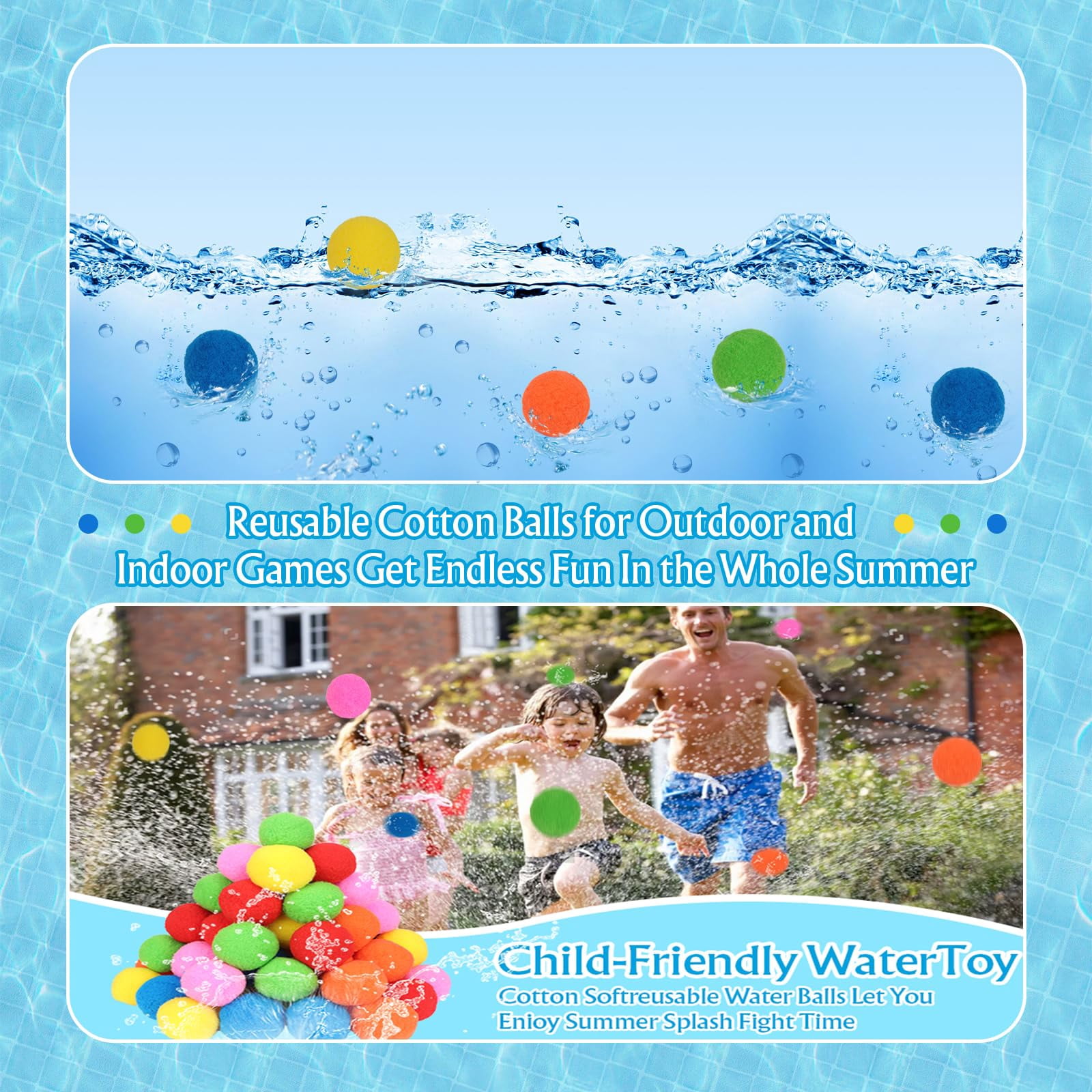 100 Pcs Water Soaker Balls 2" Reusable Water Balloons Splash Balls Pool Water Toys Outdoor Toys  Pool Party Favors Water Toys Summer Gifts