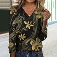thumbnail image 2 of bnaln Womens Tops V Neck Long Sleeve Jumpers Trendy Boho Floral Print Tees Blouse Dressy Casual Blouses Loose Fit Pullover Shirts Tunic Sweatshirts Beach Vacation Fall Clothes, 2 of 5