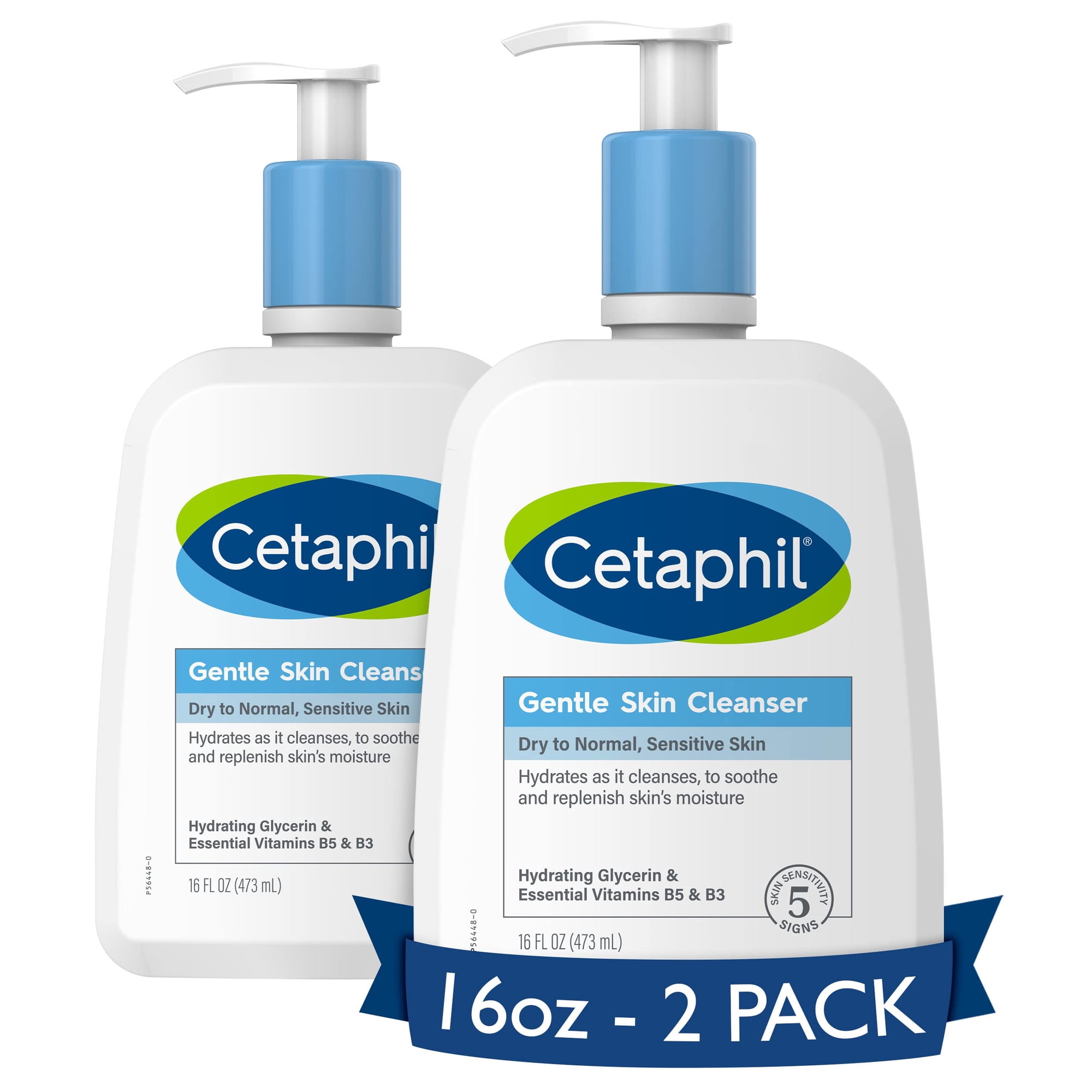 Cetaphil Face Wash, Hydrating Gentle Skin Cleanser For Dry To Normal Sensitive Skin, 16 Oz 2 Pack, Fragrance Free, Soap Free And Non-Foaming