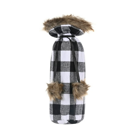 

Yubnlvae christmas decorations Pompom Lattice Bottle Cooler Red And Black Bottle Bag Red Cooler