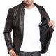 thumbnail image 2 of Chaqueta de cuero sintético lavable de alta calidad para hombre, abrigo de cuero estilo locomotora con cuello alto para hombre, 2 of 5