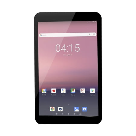 EVOO 8" Tablet, Android 8.1 Go Edition, Quad Core, 16GB Storage, Dual Cameras, Micro SD Slot, Black