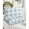 thumbnail image 2 of Aqua Plaid Pillow Covers Queen Size 2 Pack, Spring Summer Farmhouse Buffalo Checkered Soft Bed Throw Pillowcases Breathable Cooling Long Lumbar Body Pillow Sham Cover for Bed Sofa 20''x30'', 2 of 7