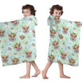 thumbnail image 4 of Green Highland Cow Flower Pattern Hooded Bath Towel，50"x30" for Ages 3 To 12 Kids, Quick Dry Lightweight Soft Microfiber Hood Beach Towel Cover Up for Kids, 4 of 7