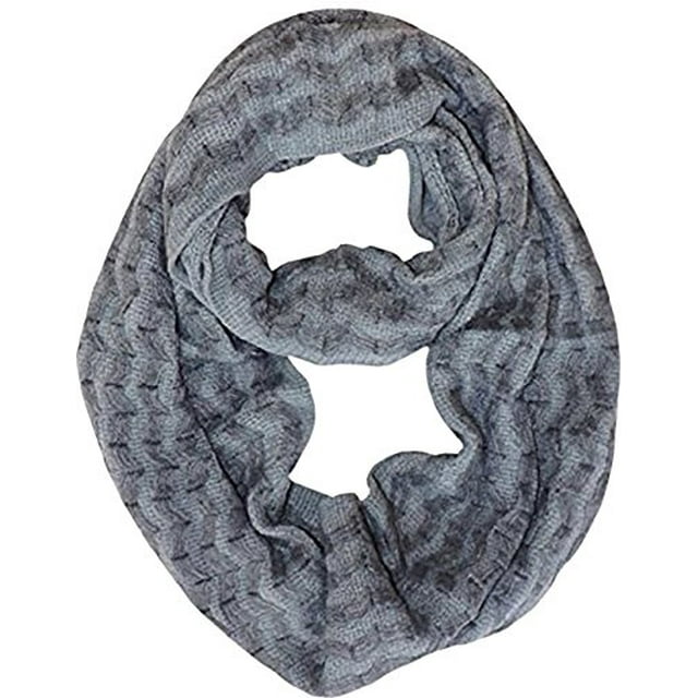 Peach Couture Charming Classic Knit Chevron Infinity Loop Scarves Dark Grey Zigzag