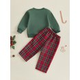 thumbnail image 6 of Toddler Baby Boy Christmas Outfit Long Sleeve Letter Embroidery Sweatshirt Gingham Plaid Pants Set Fall Winter 2Pcs Smocked Clothes, 6 of 9