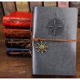 thumbnail image 3 of Cuaderno de escritura de cuero 4PCS-A5, cuaderno de notas con espiral náutica Vintage en blanco, cuaderno de bocetos, viaje para escribir, 3 of 5