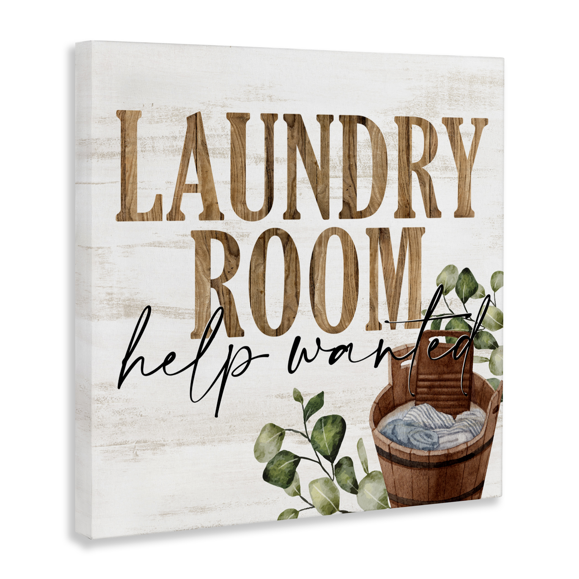 Help Wanted Rustic Laundry Room Canvas Wall Art, design by Kim Allen