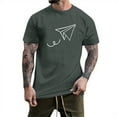 thumbnail image 1 of BOBOGOJP T-Shirts à Manches Courtes pour Hommes T-Shirts à Manches Courtes Col Rond Hauts Travail Chandail Uni (Gris Foncé,L), 1 of 5