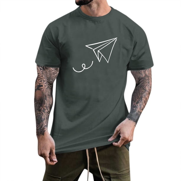 Playeras Deportivas Para Hombre, Camiseta Informal De Verano Con Estampado De Avión De Papel, Blusa De Manga Corta Con Cuello Redondo