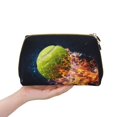 thumbnail image 4 of Picia Tennis Ball In Fire1 Print Leather Makeup Bag Make Up Bag Travel Toiletry Bag for Her Girlfriend Teacher Teen Girl Gifts, 4 of 8