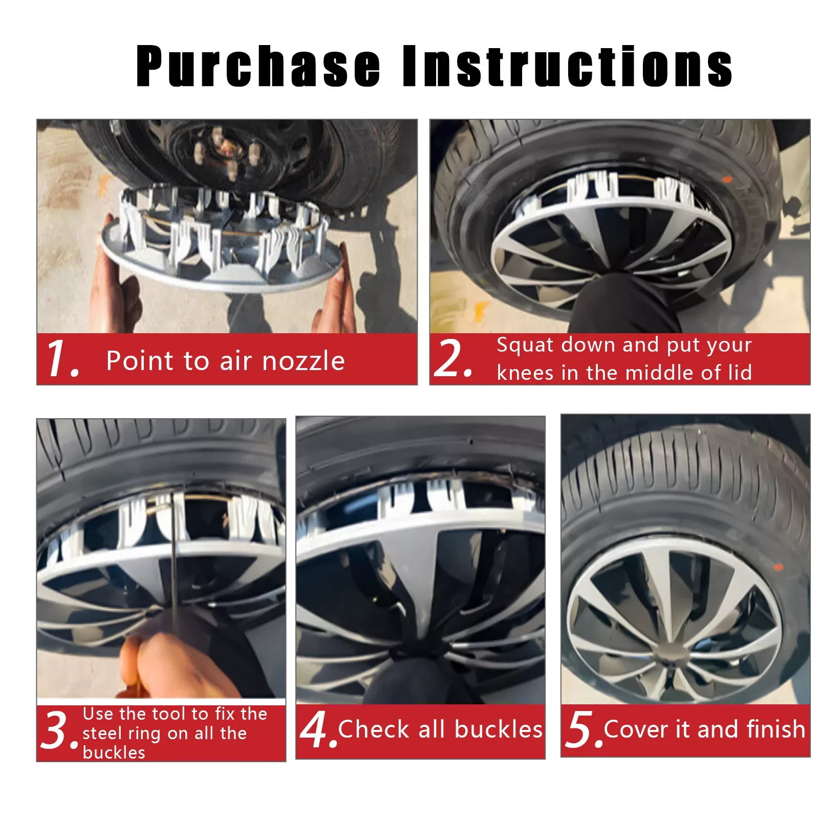 4 pack 15" Black with Silver Hubcap Wheel Cover Replacement Kit 15" Hub Caps Wheel Rim Cover Car Exterior Accessories