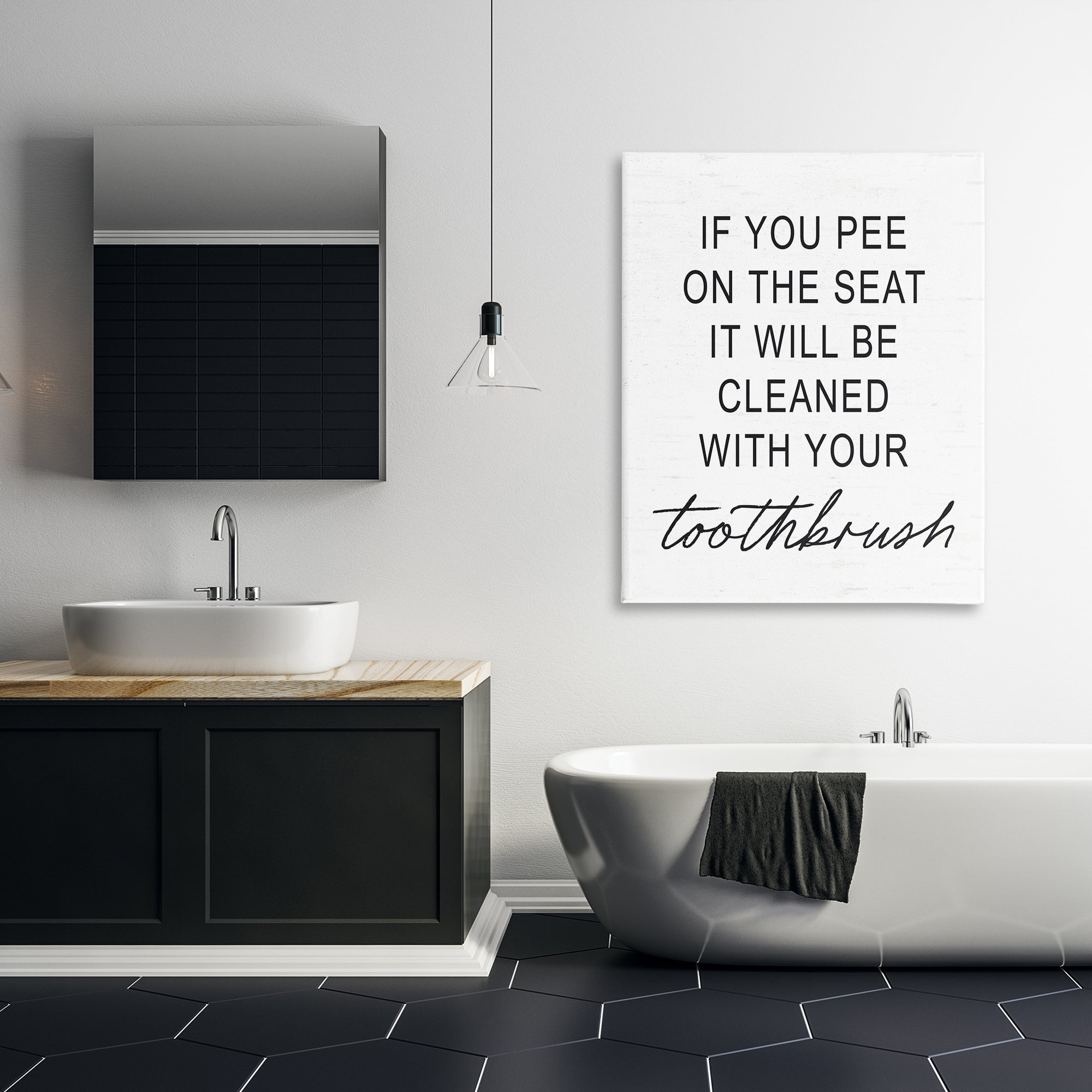 Sassy Clean With Toothbrush Warning Canvas Wall Art, design by Lettered and Lined