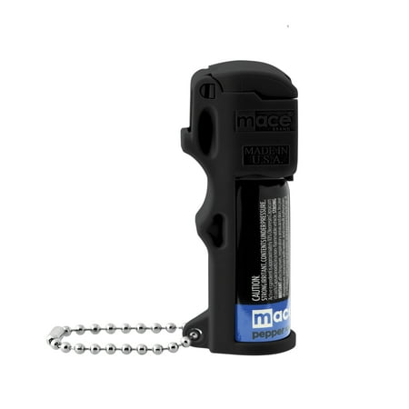 Mace Brand Triple Action Pocket Model Pepper Spray, 0.39 oz, 10 Feet Range, 3-in-1 Formula (OC, Tear Gas, UV Dye), Flip Top Safety Cap, Self Defense Pepper Spray for Women & Men - Black