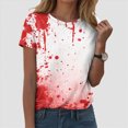 thumbnail image 5 of Towmus Halloween Tshirt Women Print Hand Printed Loose Fit Crew Neck Tops, 5 of 6