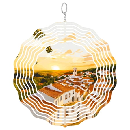 Alentejo Portugal Countryside 3D Wind Spinner Stainless Steel Hanging Decor Rustic Landscape Decor Gift