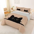 thumbnail image 3 of Manfei Kawaii Cat King Size Comforter Sets, Simple Art Animal Comforters King Size, Black Beige, Gray Reversible, 3-Piece, 1 Comforter and 2 Pillowcases, 3 of 7