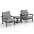 thumbnail image 3 of JUSTLET 3 Pieces HDPE Patio Furniture Set, Outdoor Patio Conversation Sets with Thick Cushion, 2 Armchair, 1 Side Table for Balcony, Backyard, Poolside, Porch, Grey Frame with Grey Cushion, 3 of 8