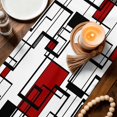 thumbnail image 4 of Table Runners 90 Inches Long, Red Geometric Cotton Linen Kitchen Dining Coffee Table Runner for Party Home Decor, Modern Black Gray Abstract Striped Art Tabletop Dresser Scarves Runner 13x90 Inch, 4 of 9
