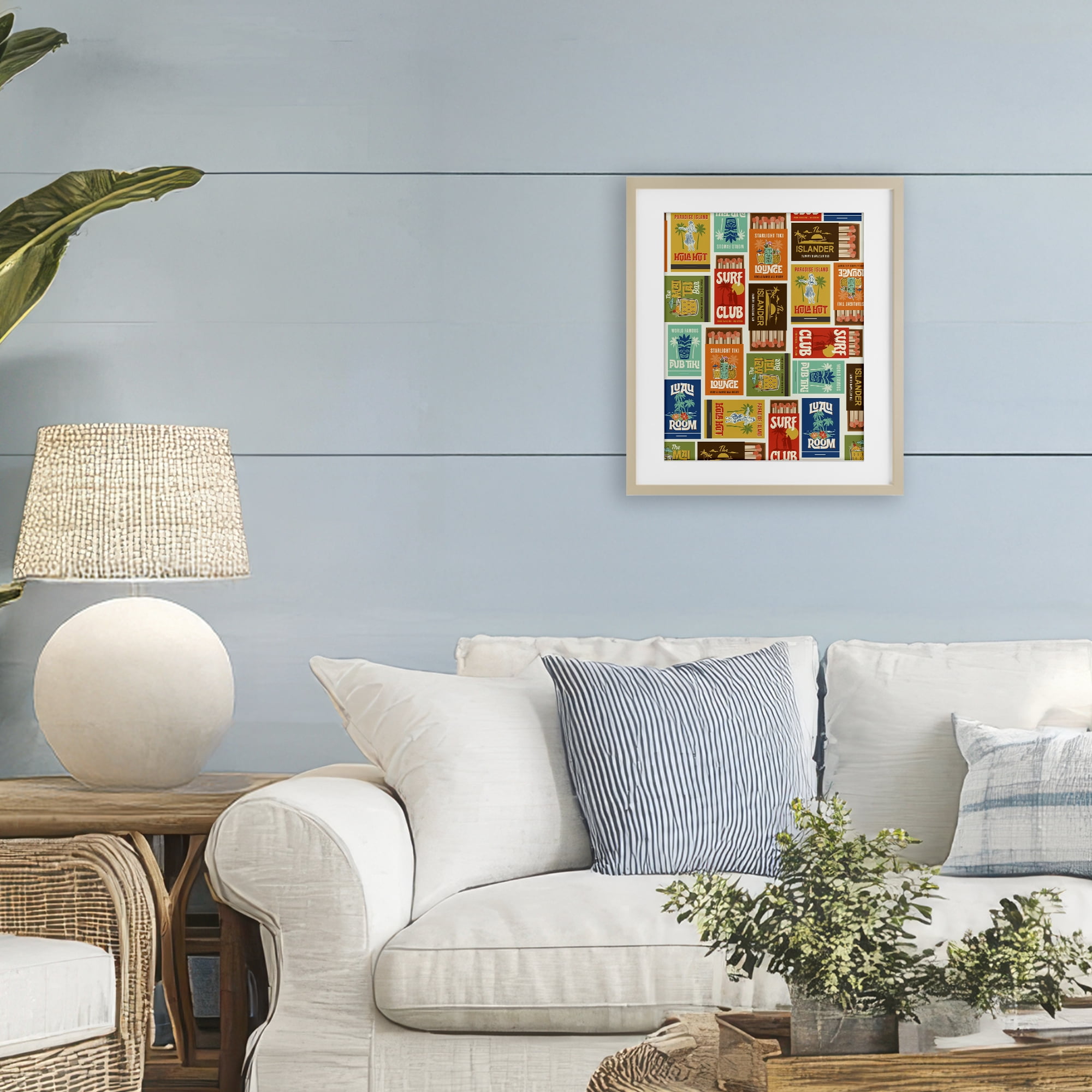 Stupell Industries Vintage Tropical Match Boxes Birch Framed Print Under Glass, design by Emily Dumas