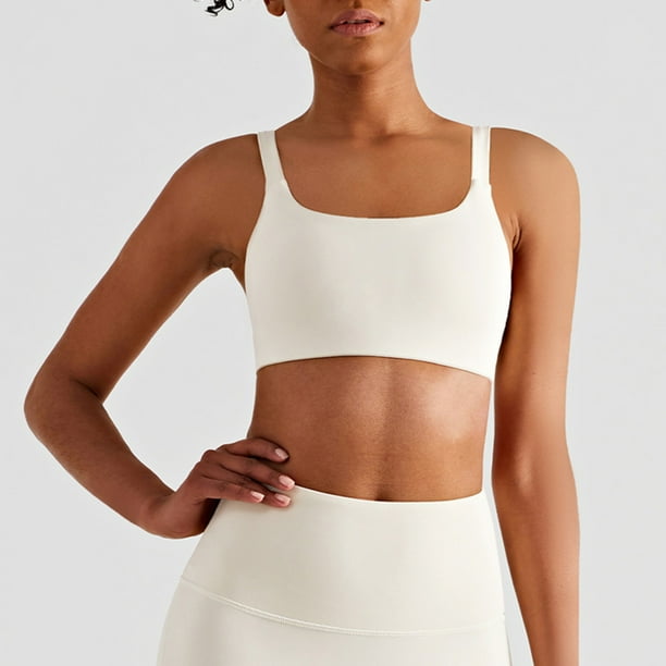 Sujetador deportivo para mujer camiseta sin mangas de nailon transpirable y amigable con la piel cuello cuadrado para correr y Yoga Walmart en linea