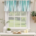 thumbnail image 3 of Turquoise Gray Valances for Windows, Decorative Rod Pocket Window Valance Curtains, Farmhouse Abstract Gradient Aesthetic Short Curtain Drapes for Kitchen/Living Room, 2 Panels, 60" W x 18" L, 3 of 8