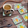 thumbnail image 3 of Inkdotpot Ensemble de 6 sous-Verres Faciles à Nettoyer 4-Zoll SquareCoasters Base en Cork-Réutilisable - Été, 3 of 8