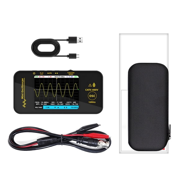 Yoetaun Handheld Digital Oscilloscope 3.2 in LCD Screen 10MHz Bandwidth Easy Carry Tester for Automotive & Sound Application Color A