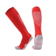 thumbnail image 2 of ITSAME Big Kids Knee-High Soccer Socks Extra Thick Cushion Crew Length Breathable Sports Socks for Team Training Red Size Free Size, 2 of 5